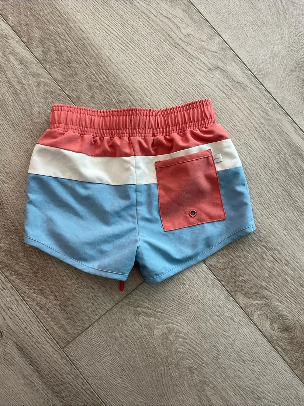 Minnow boys east end red colorblock boardie, size 3/4T EUC